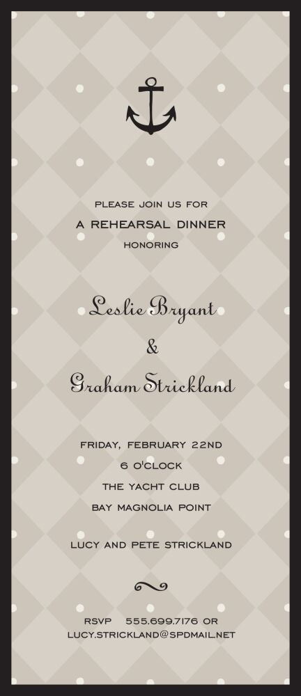 Diamonds & Dots Taupe Invitation