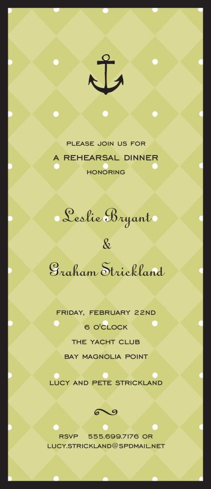 Diamonds & Dots Olive Invitation