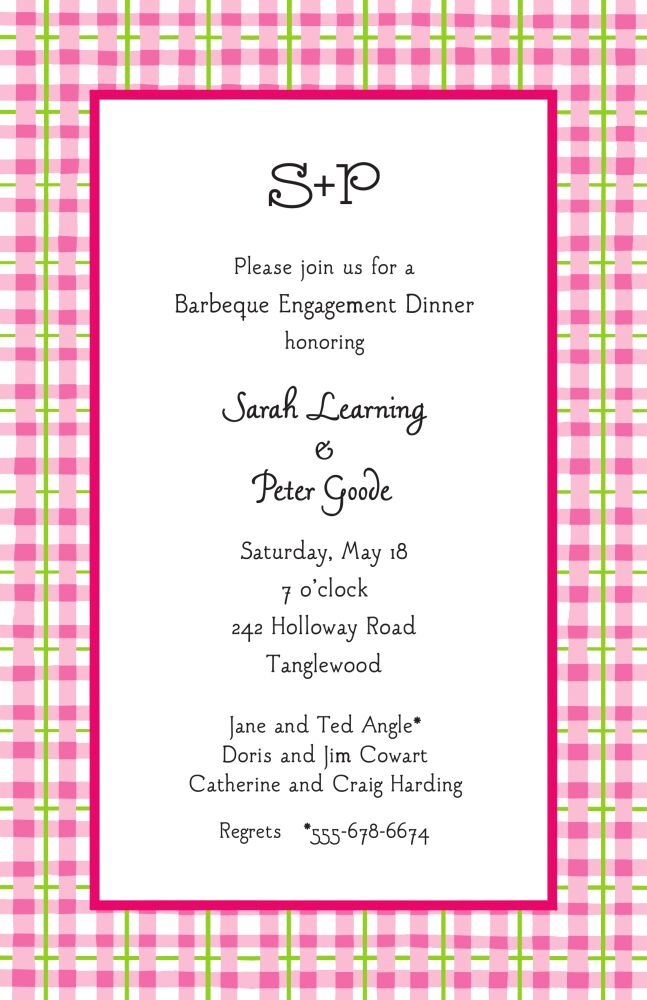Plaid Pink & Lime Invitation