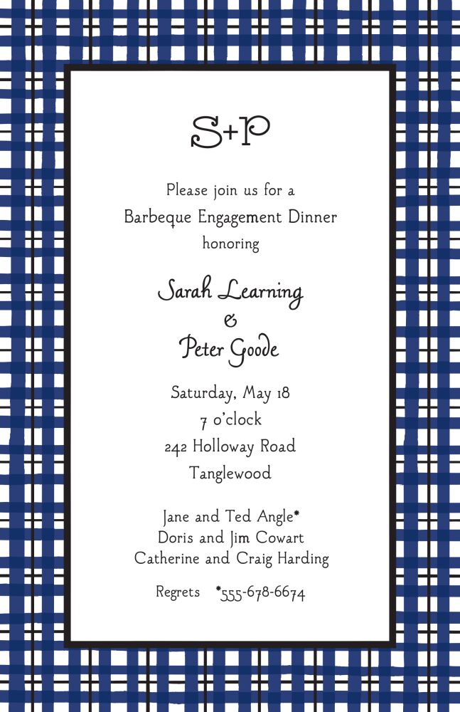 Plaid Navy & Black Invitation