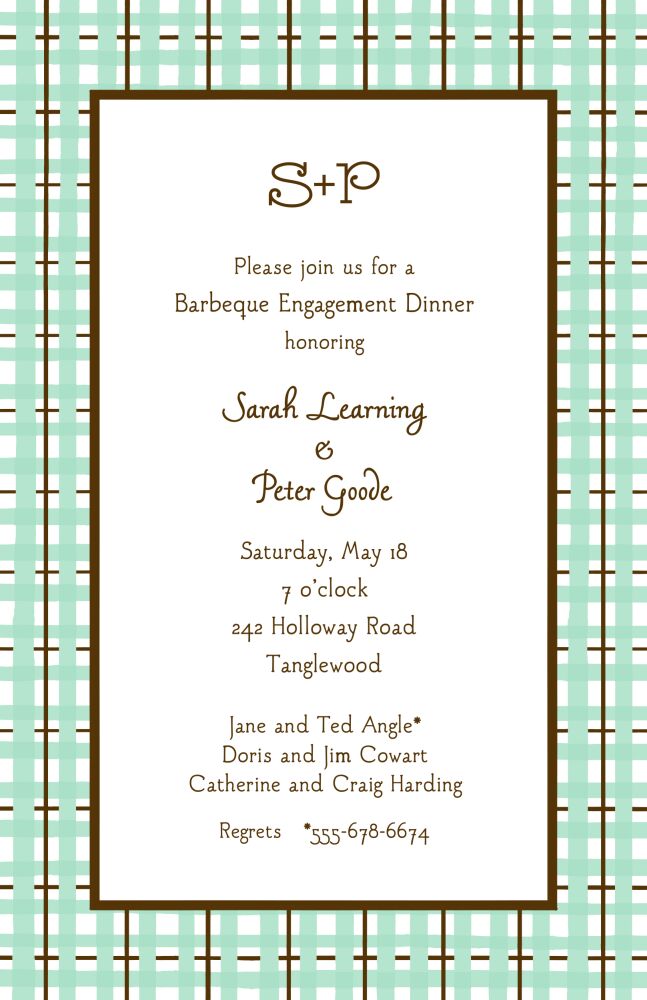 Plaid Aqua & Chocolate Invitation