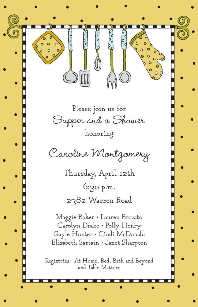 Kitchen Utensils Yellow Invitation