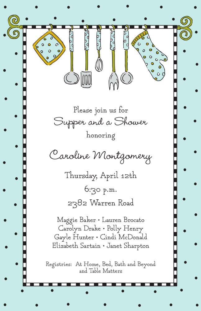 Kitchen Utensils Aqua Invitation