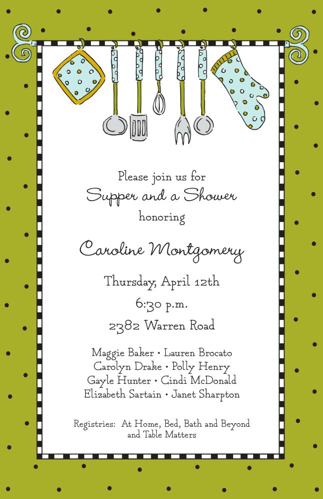 Kitchen Utensils Olive Invitation