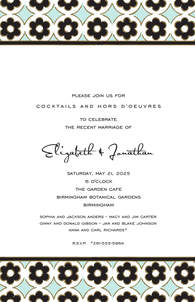 Circle Flowers Aqua Invitation