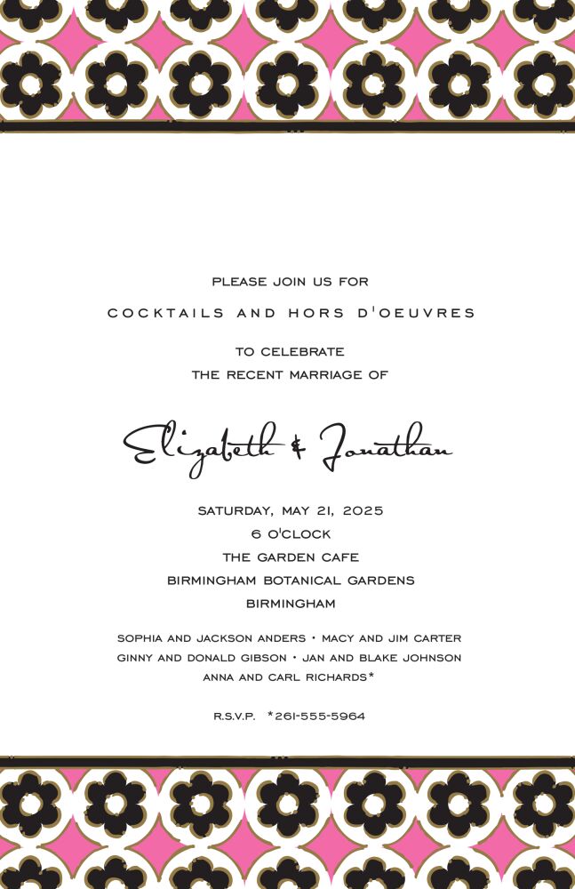Circle Flowers Deep Pink Invitation