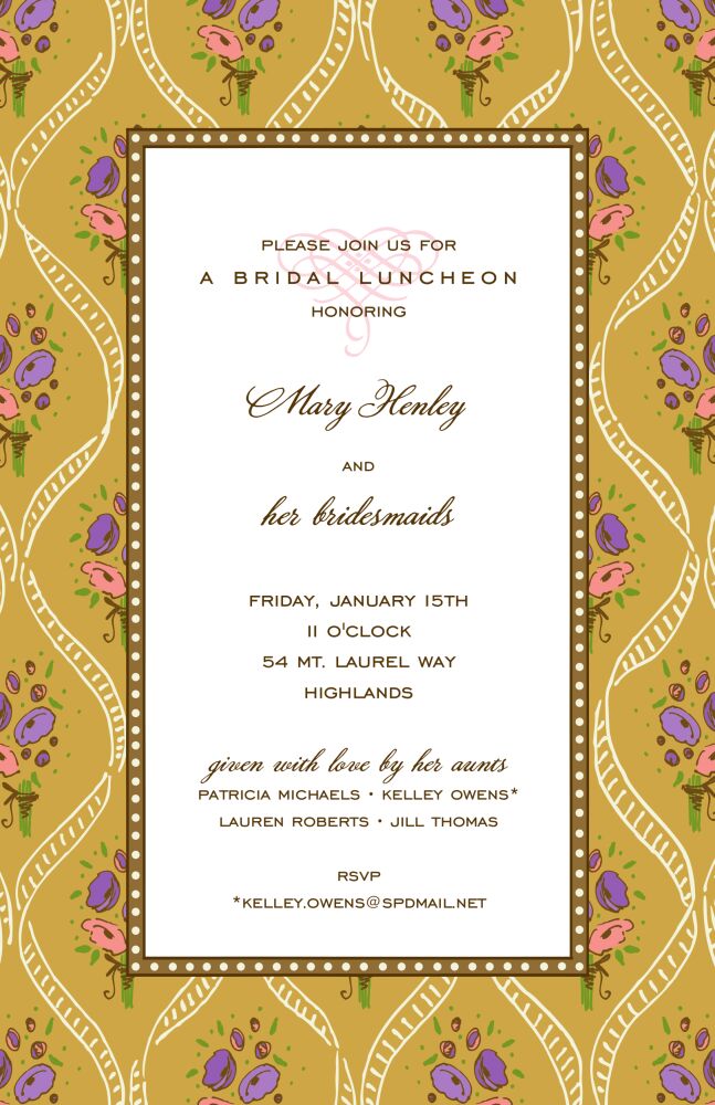 Ribbons & Flowers Gold Invitation