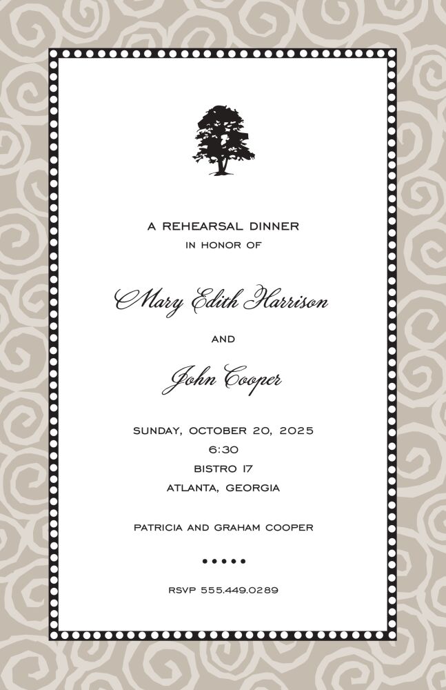 Swirls Taupe On Taupe Invitation