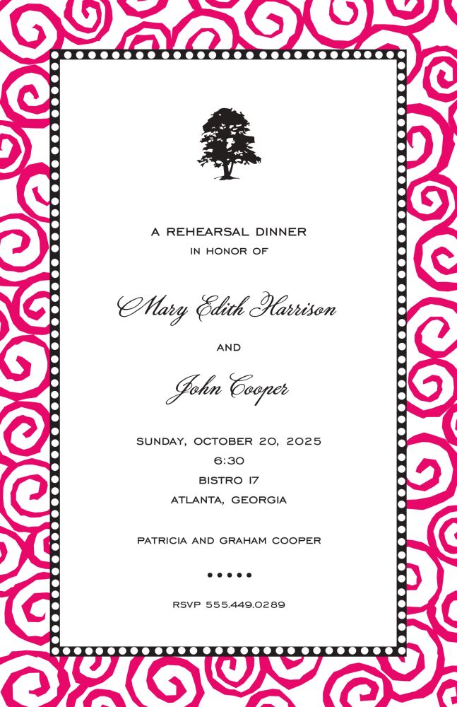 Swirls Hot Pink Invitation