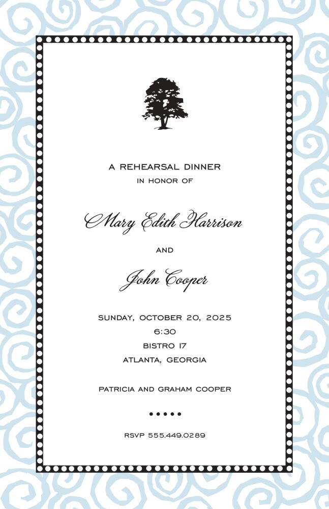Swirls Blue Invitation