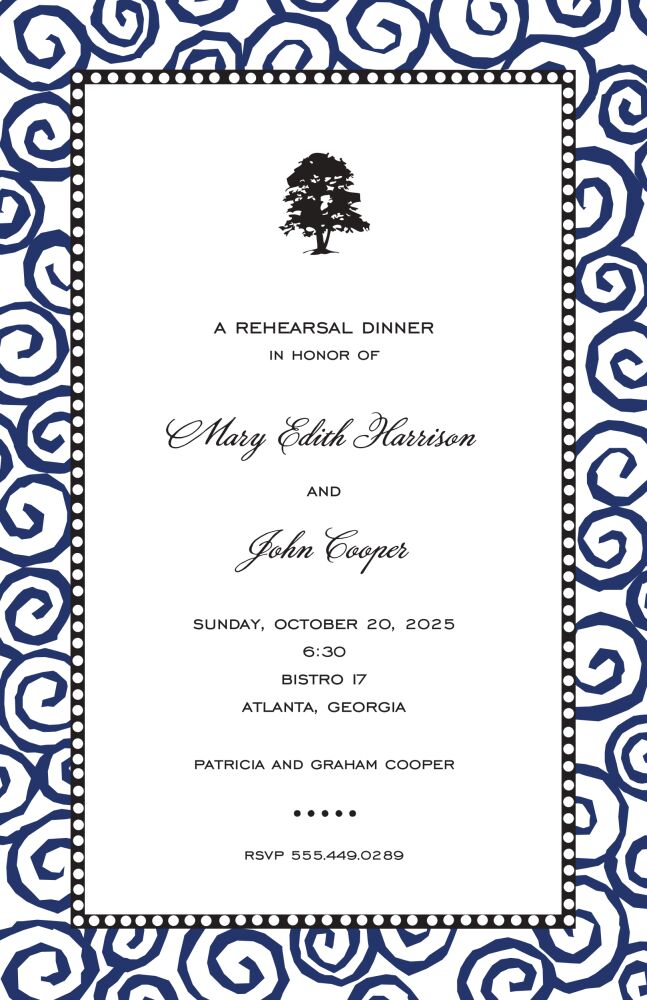 Swirls Navy Invitation
