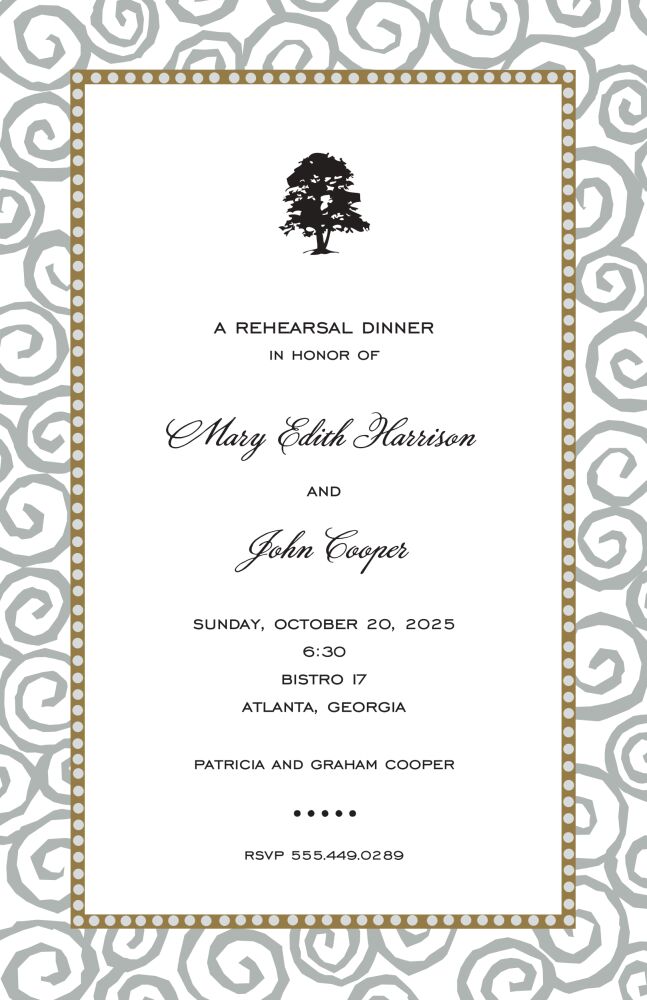 Swirls Silver Invitation