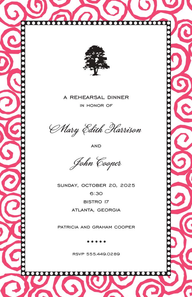 Swirls Coral Invitation
