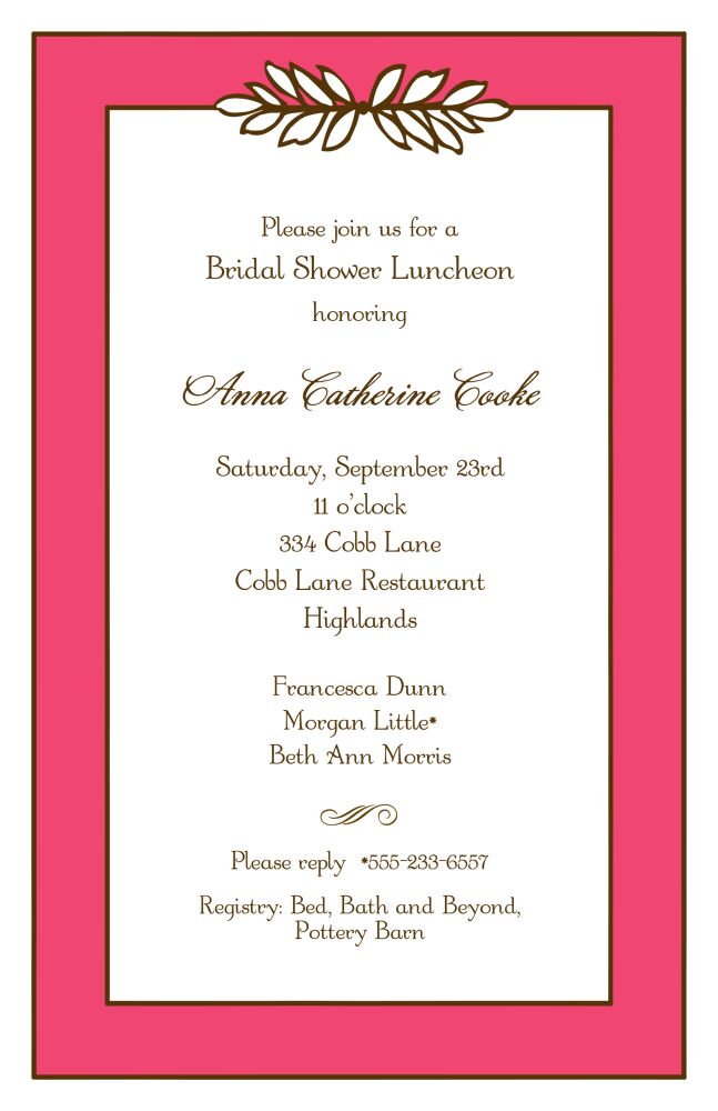 Garland Coral & Chocolate Invitation