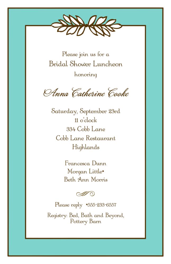Garland Dark Aqua & Chocolate Invitation