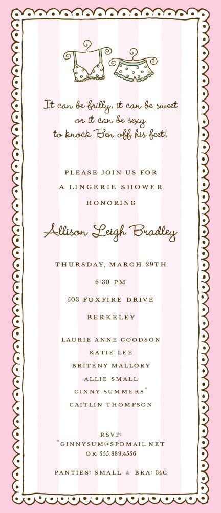 Stripes & Lace Pink Invitation