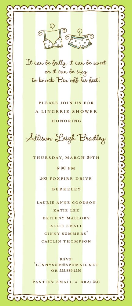 Stripes & Lace Lime Invitation