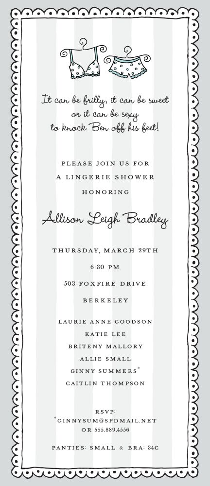 Stripes & Lace Silver Invitation