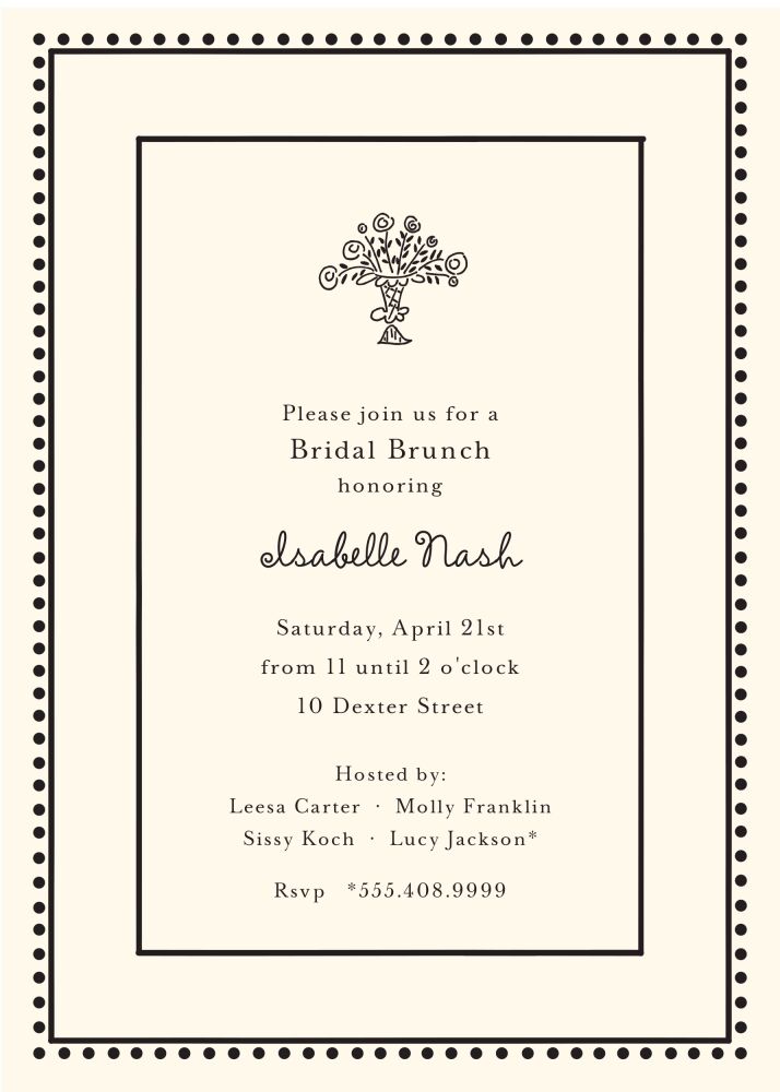 Antique Bead Border Black Invitation