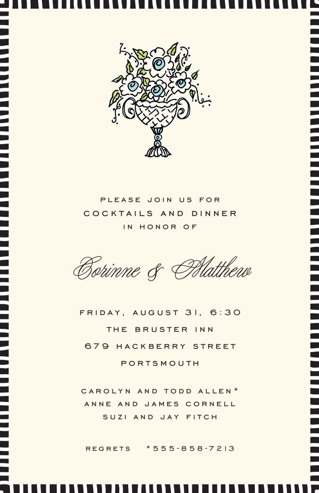 Striped Edge Black Invitation