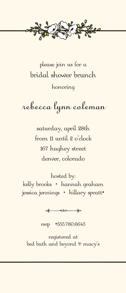 Floral Garland Black Invitation