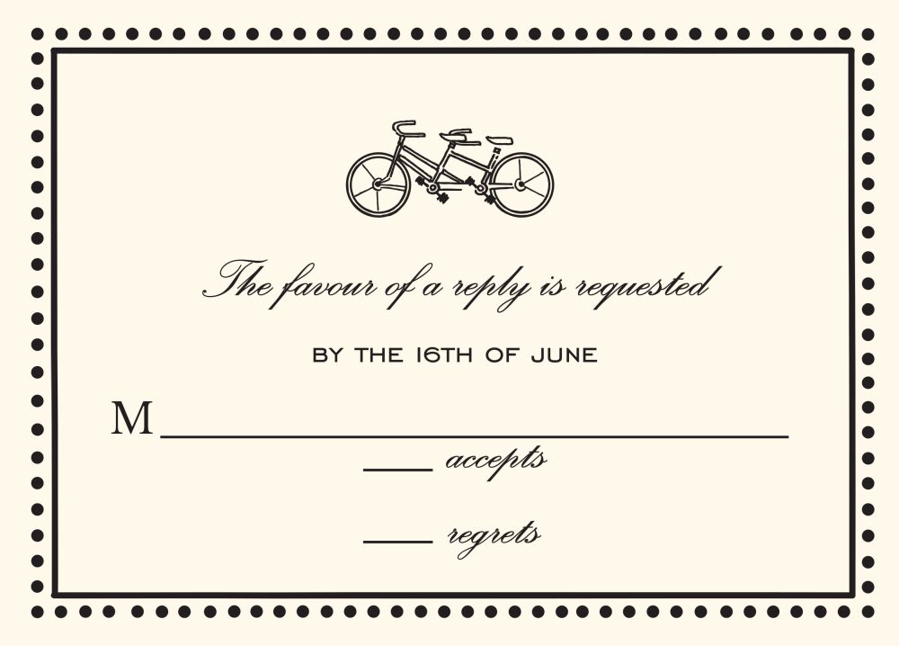 Antique Bead Border Black Reply Card