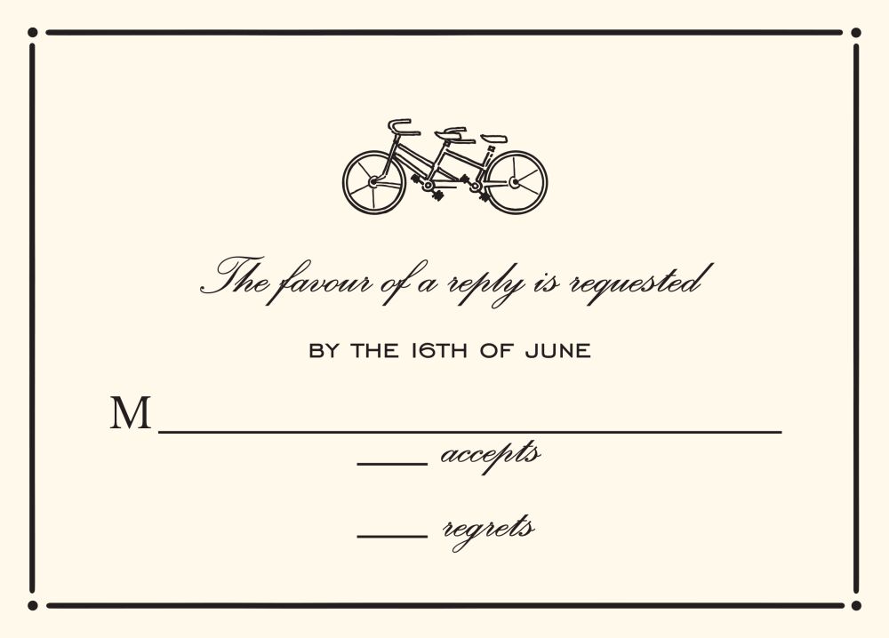 Tailored Border Black on Ecru Reply Card