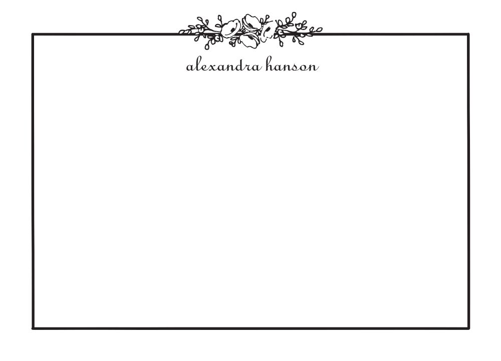 Floral Garland Black Flat Note