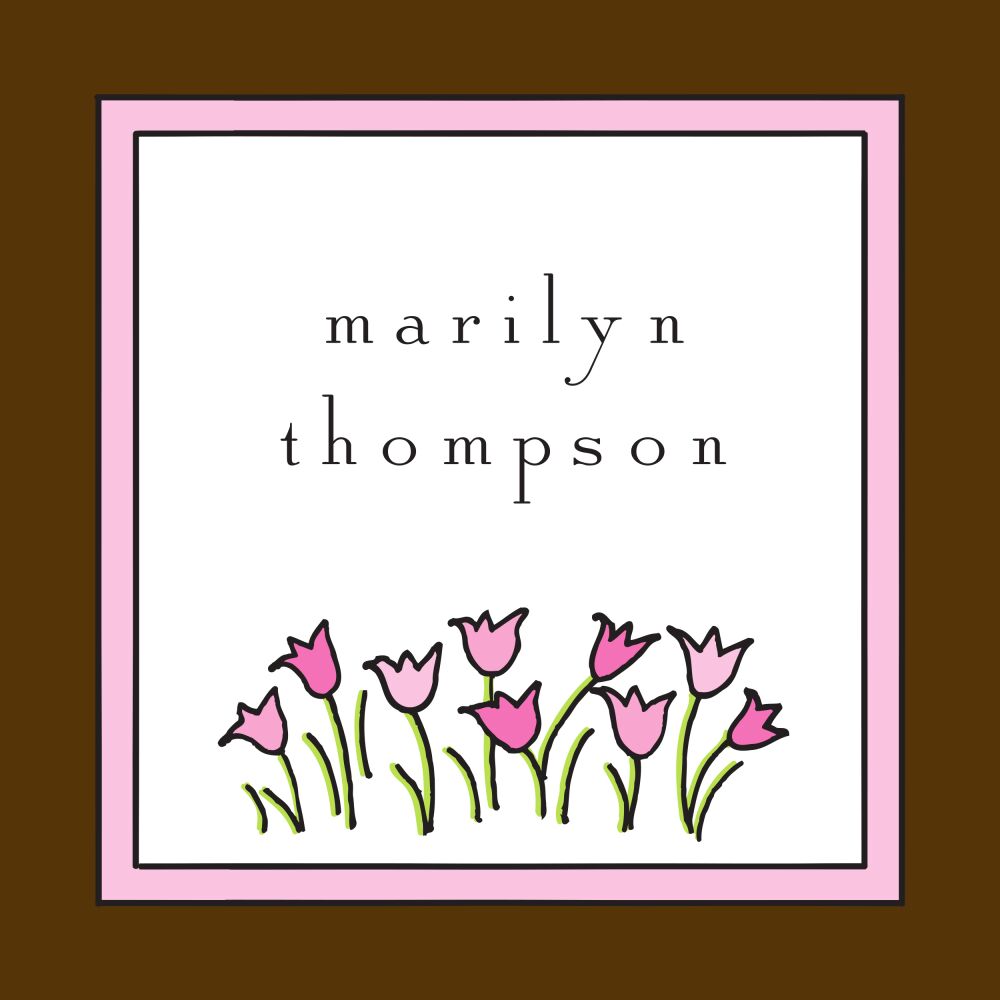 Sweet Pea Flowers Pink & Chocolate Flat Enclosure Card