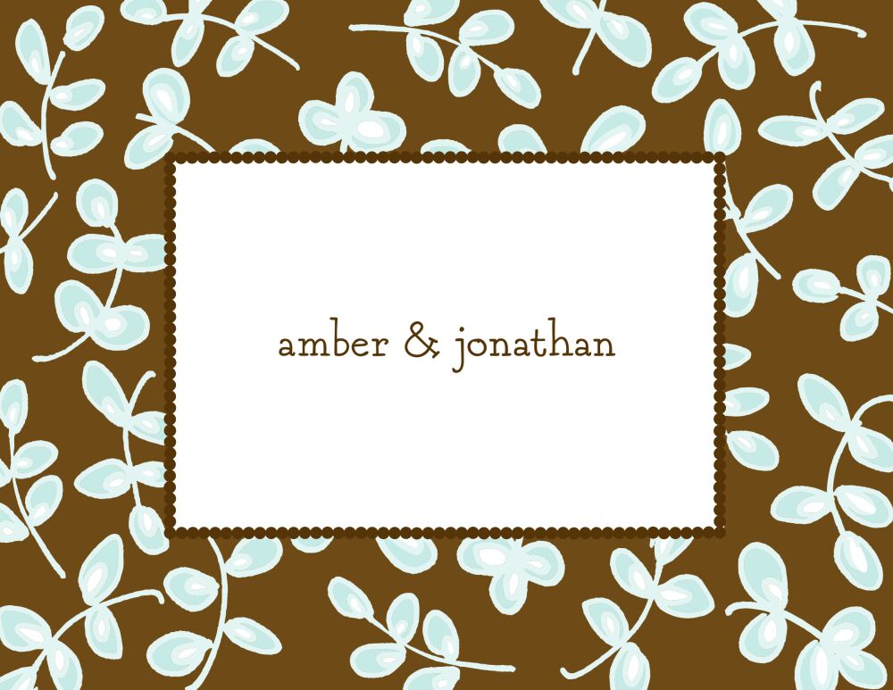 Fun Leaves Blue & Chocolate Folded Note