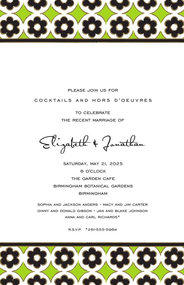 Circle Flowers Lime Invitation