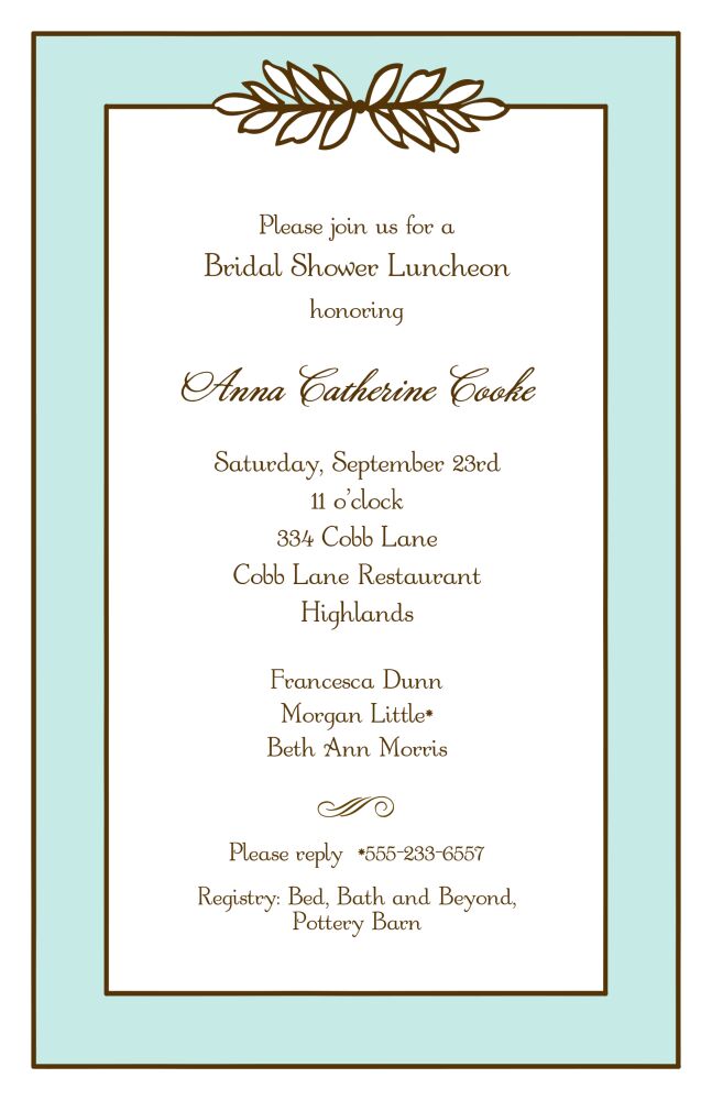 Garland Aqua & Chocolate Invitation