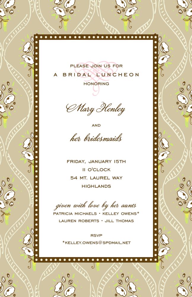 Ribbons & White Flowers Latte Invitation