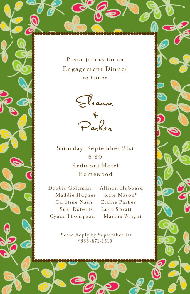 Fun Leaves Multi On Green Invitation