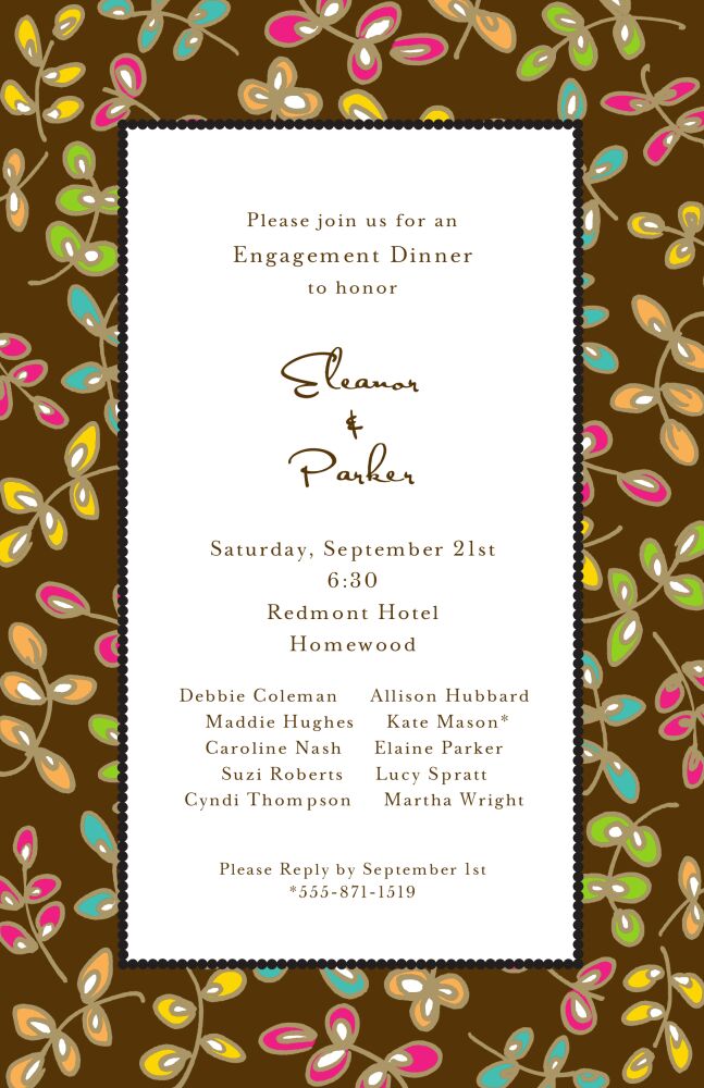 Fun Leaves Multi On Chocolate Invitation