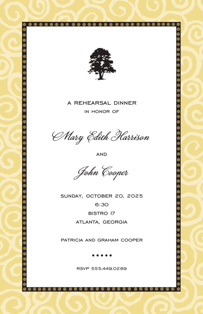 Swirls Gold On Gold Invitation