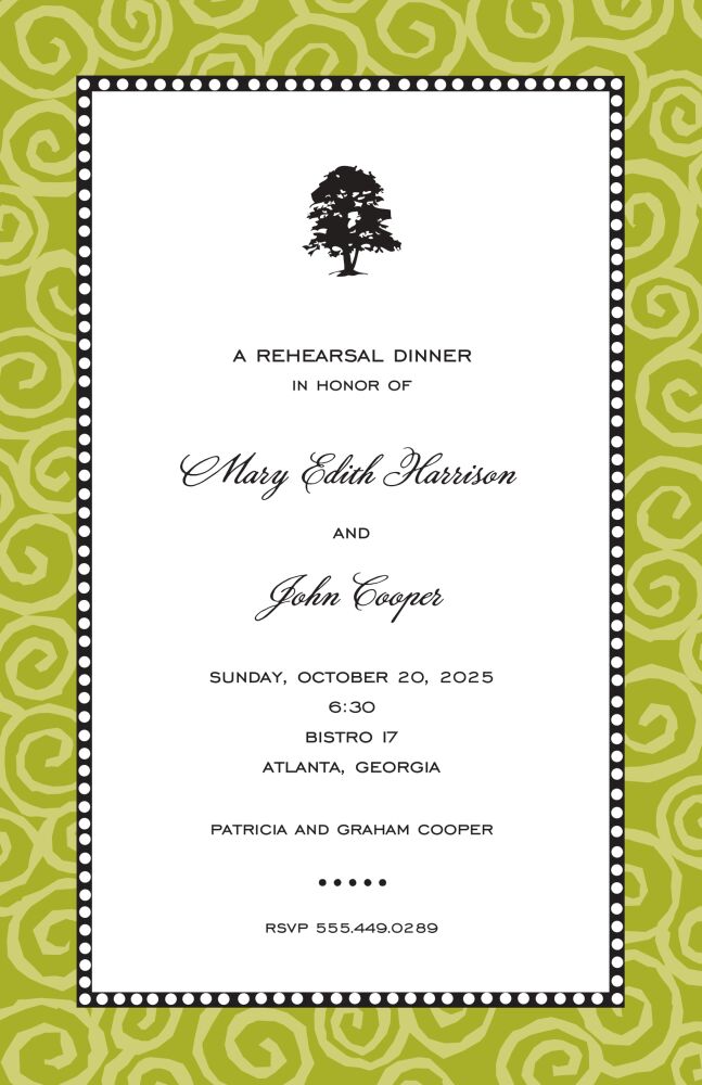 Swirls Olive On Olive Invitation