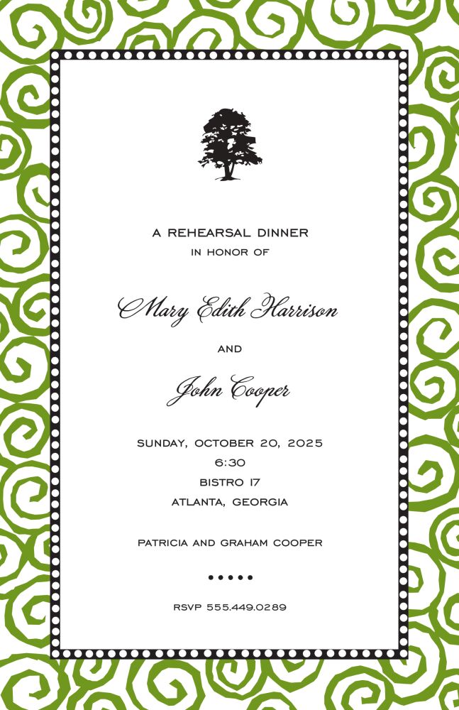 Swirls Green Invitation