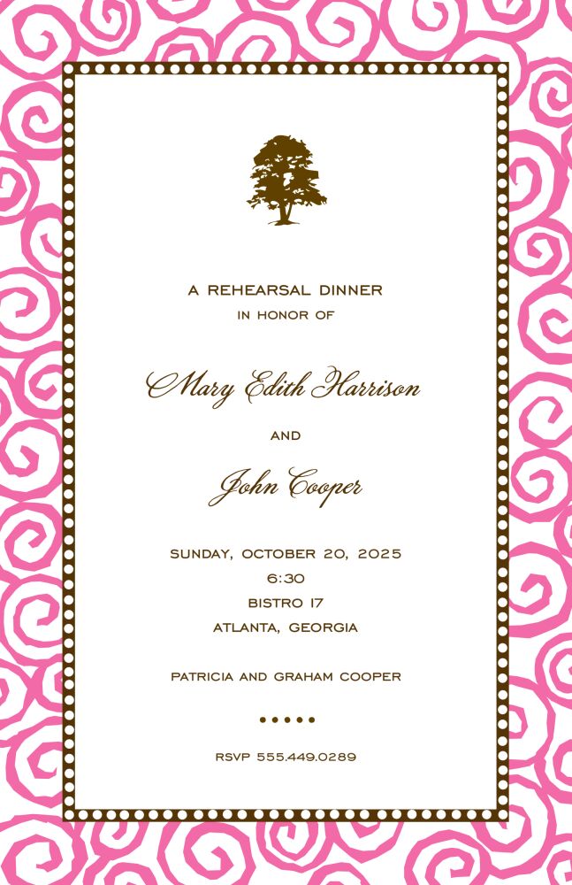 Swirls Deep Pink Invitation