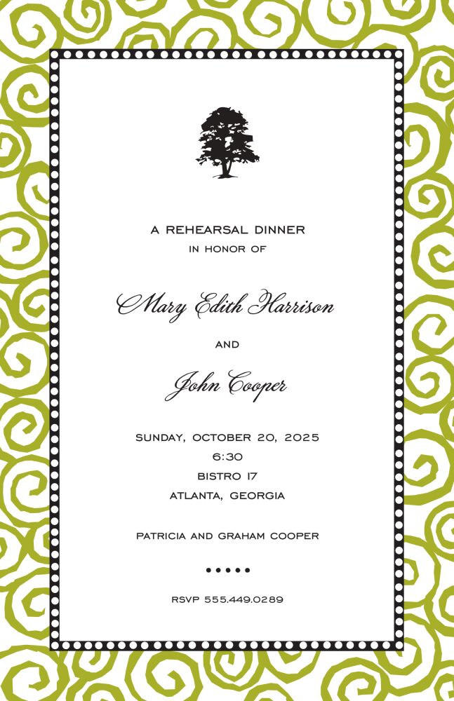 Swirls Olive Invitation