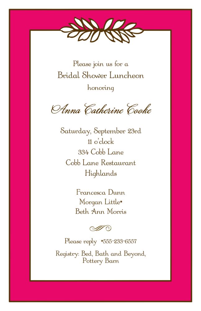 Garland Hot Pink & Chocolate Invitation