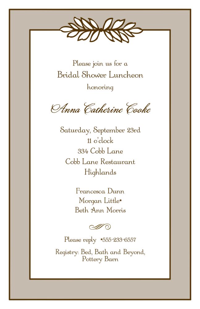 Garland Taupe & Chocolate Invitation