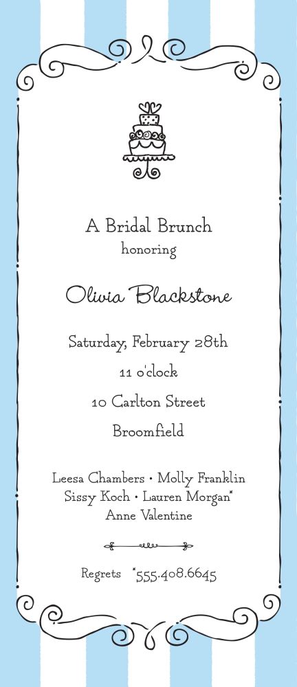 Striped Curly Frame Black & Blue Invitation