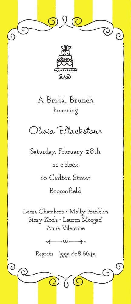 Striped Curly Frame Black & Citrine Invitation
