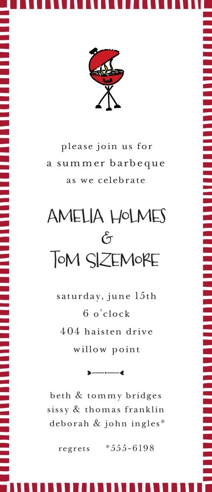 Striped Edge Red Invitation