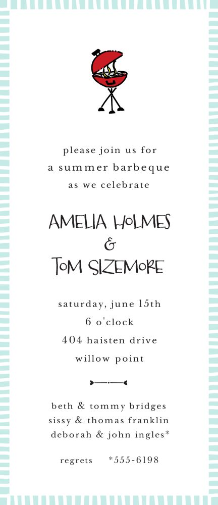 Striped Edge Aqua Invitation