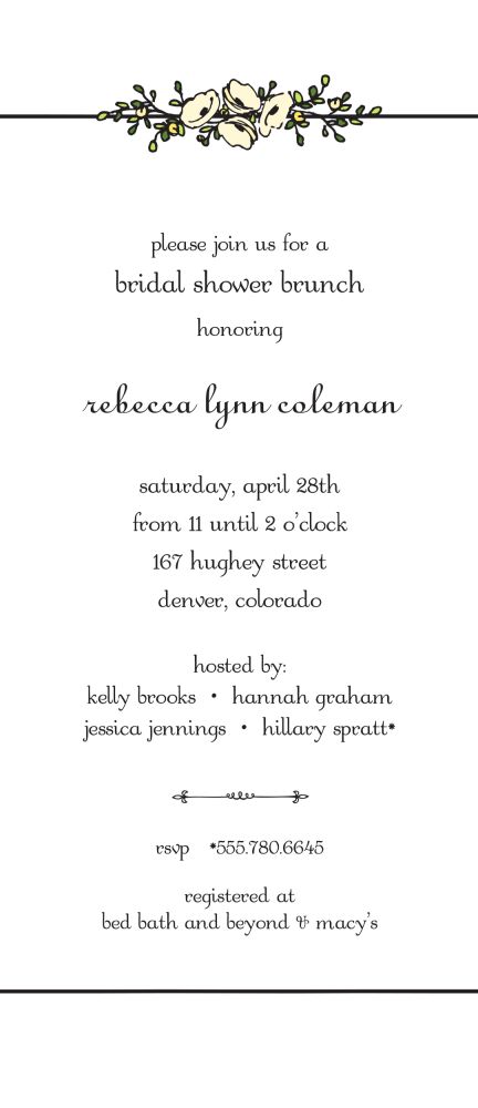 Floral Garland Black Invitation