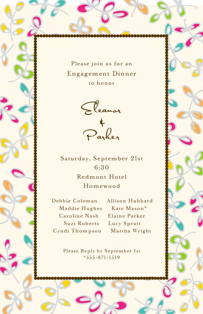 Fun Leaves Multi On Ecru Invitation