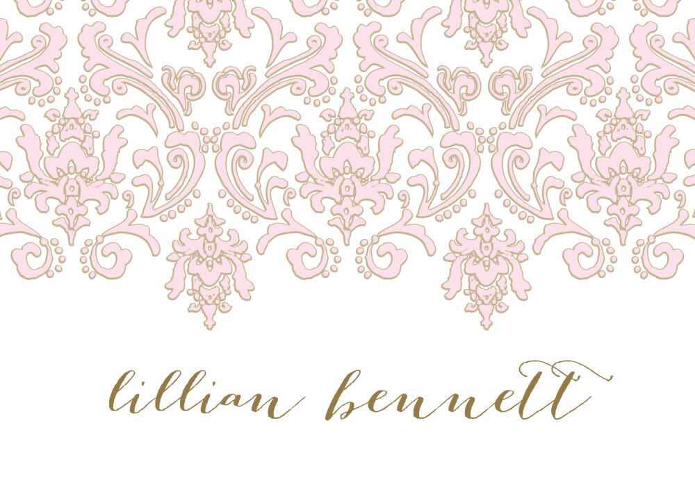 Damask Pink & Gold Enclosure Card