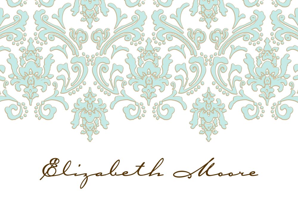 Damask Aqua & Gold Enclosure Card